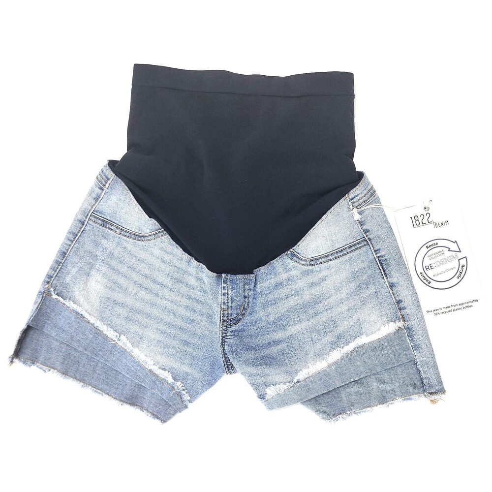 1822 Denim, Maternity Short, Side Slits, Cut-off Frayed Hem, RE:DENIM - 10/30